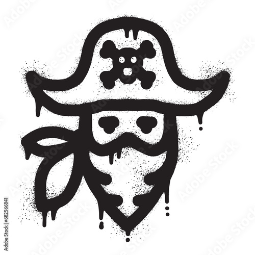 Pirate head graffiti wearing a bandanna with sprayed paint