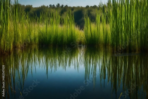 reflection of grass in water