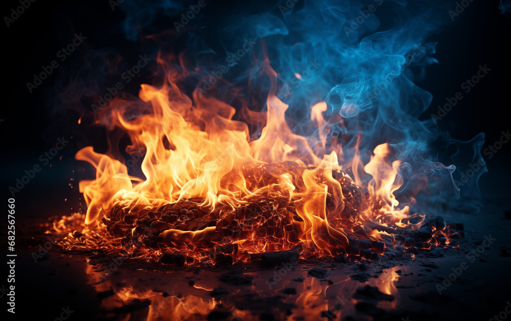 Fire and smoke on dark background Fire and smoke on dark background