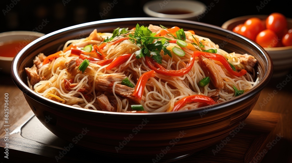 A bowl of buckwheat noodles many vegaetables UHD wallpaper A bowl of buckwheat noodles many vegaetables UHD wallpaper
