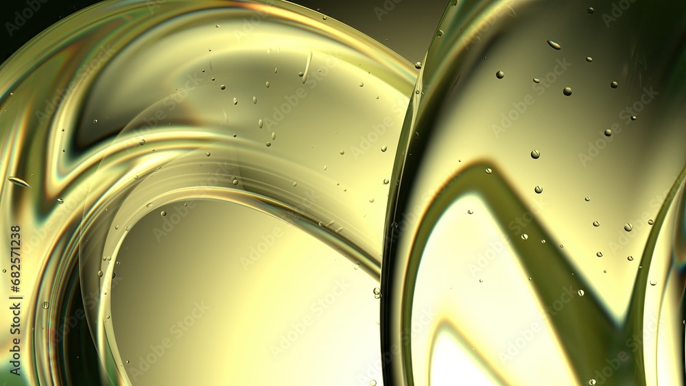 Yellow glass Refreshing fresh refraction and reflection Beautiful Elegant Modern 3D Rendering abstract background