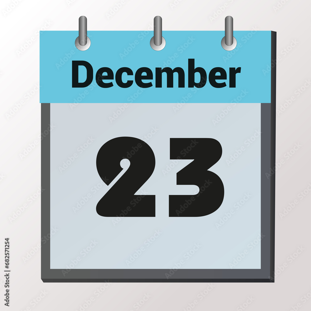 vector calendar page with date December 23, light colors vector calendar page with date December 23, light colors