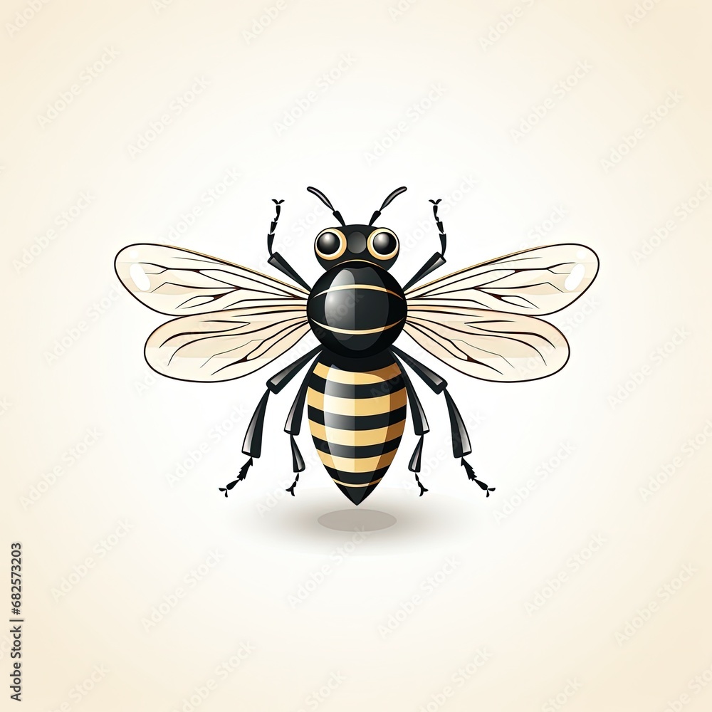 Cartoon Bee Illustration in Peaceful Atmosphere Cartoon Bee Illustration in Peaceful Atmosphere