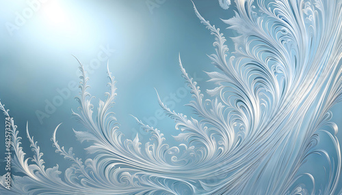 winter frosty patterns, pale blue winter blizzard background for design, Christmas theme,