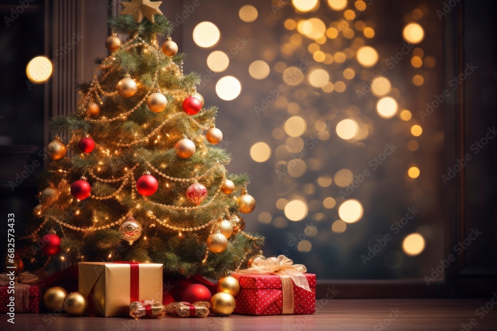 Greeting Card Christmas with Elegant Tree.