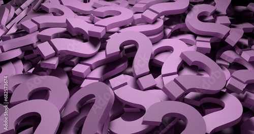 Pink question marks background. 3d Illustration