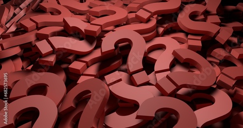 Red question marks background. 3d Illustration photo