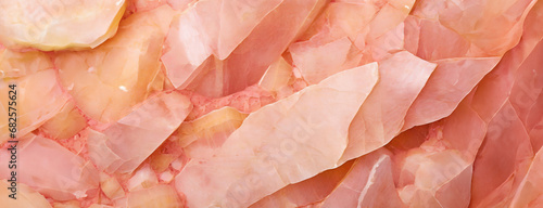 Polished detailed pink stone calcite texture background abstract copy space panorama. photo
