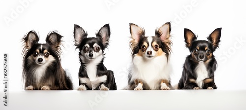 Group of dogs isolated on white background with copy space high quality studio shot