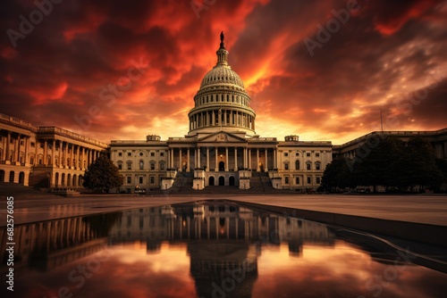 The United States Capitol Building at Sunset