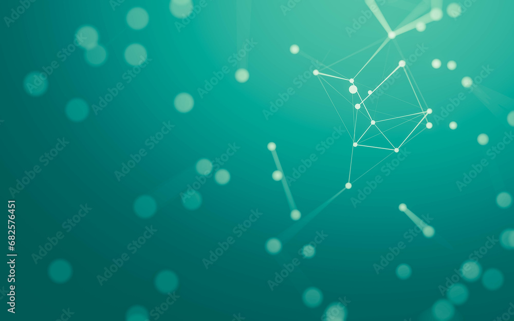 Fototapeta premium Abstract background. Molecules technology with polygonal shapes, connecting dots and lines. Connection structure. Big data visualization.