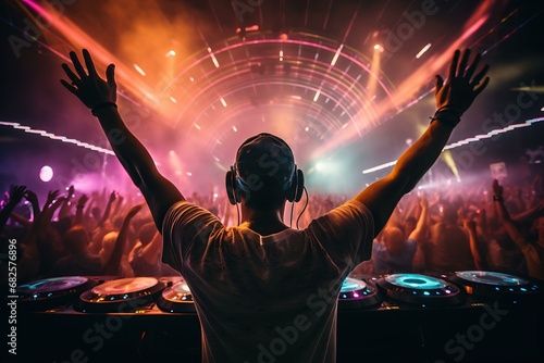 Energetic DJ Performing at a Vibrant Music Festival, Club Concept