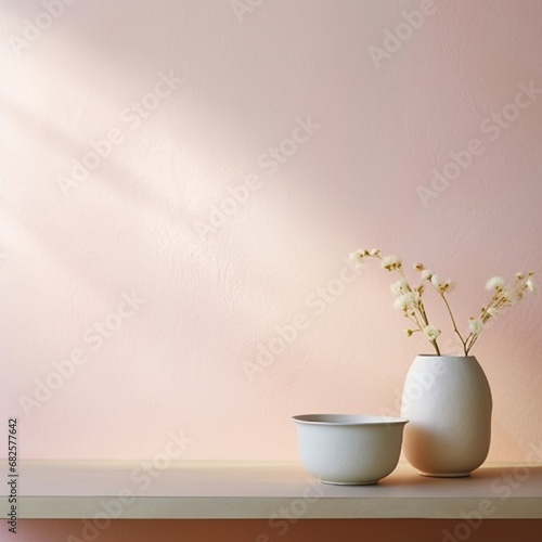 Softly textured appoxy wall in pastel pink with a pearlized finish
