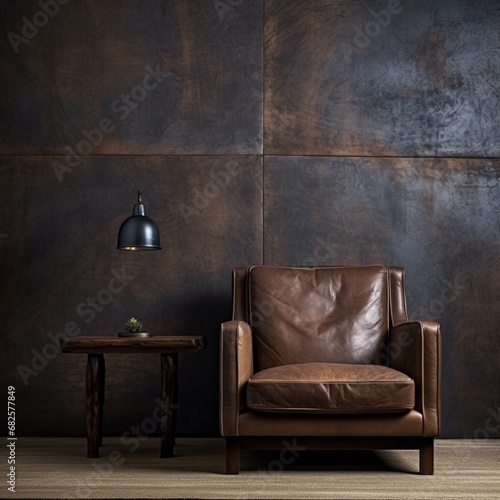 Textured appoxy wall resembling aged leather in dark brown