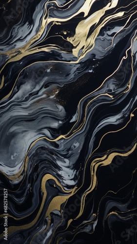A close-up of a silver and black marbled epoxy wall texture, glistening under soft lighting