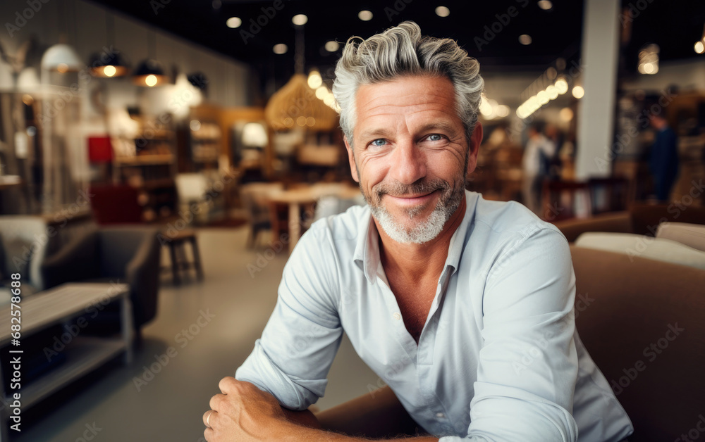 Handsome 50 year old small furniture store business owner Handsome 50 year old small furniture store business owner