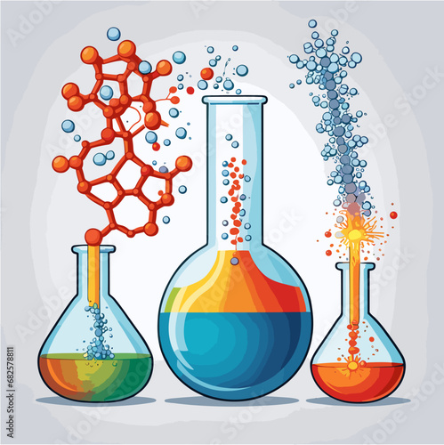 Chemical reaction. Science and chemistry icon. Vector illustration.