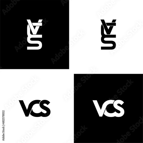 vcs lettering initial monogram logo design set