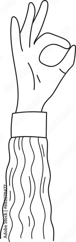 Obraz premium Hand Ok Sign Doodle