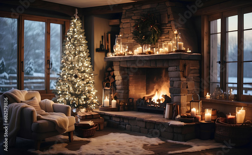 A cozy house with a Christmas decoration.