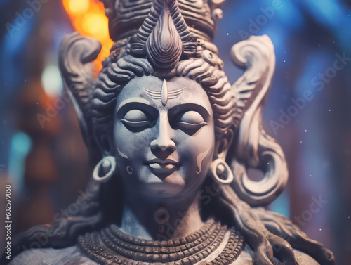 Lord Shiva Statue Painting Artwork, Generative AI