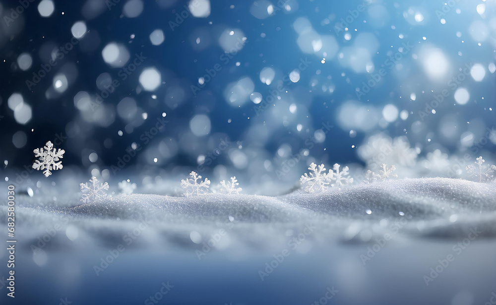Falling snowflakes and Bokeh with white and blue background. Falling snowflakes and Bokeh with white and blue background.