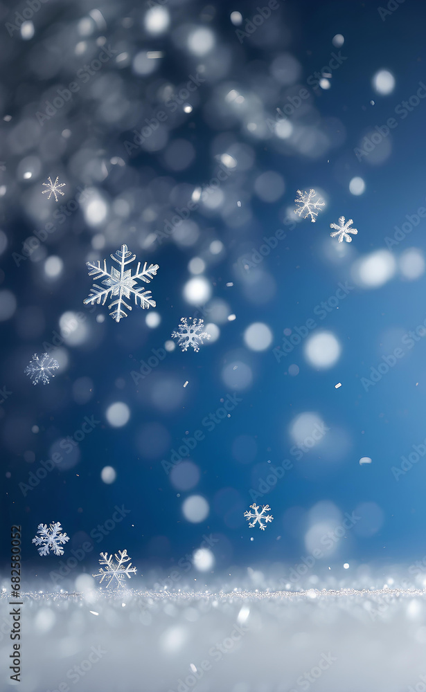 Falling snowflakes and Bokeh with white and blue background. Falling snowflakes and Bokeh with white and blue background.
