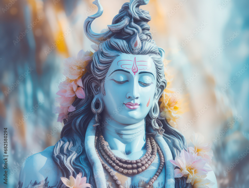 Lord Shiva Statue Painting Artwork, Generative AI Lord Shiva Statue Painting Artwork, Generative AI