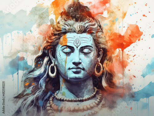 Lord Shiva Statue Painting Artwork  Generative AI