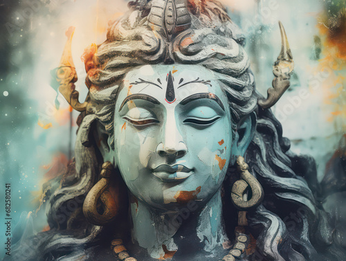 Lord Shiva Statue Painting Artwork  Generative AI