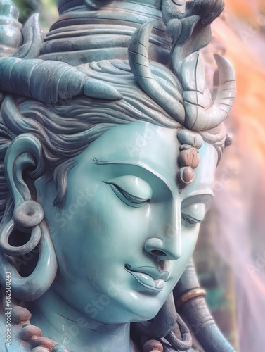 Lord Shiva Statue Painting Artwork, Generative AI