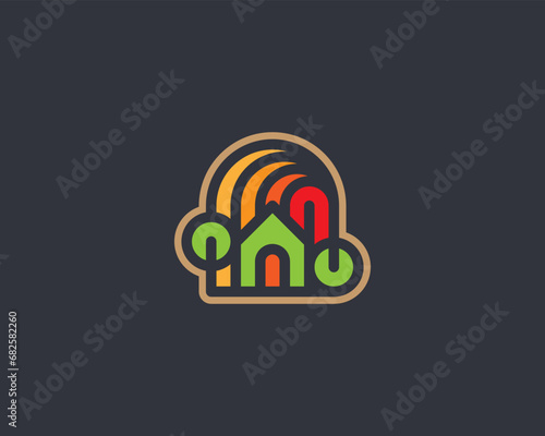 Creative colorful simple modern house logo