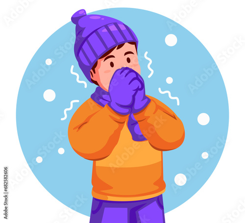 Boy Wearing a Winter Hat and Scarf