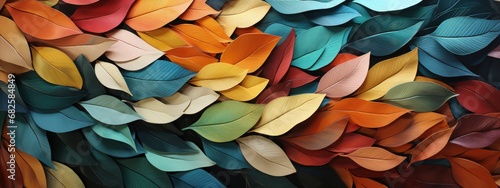 Vibrant Paper Leaves on Dark Background