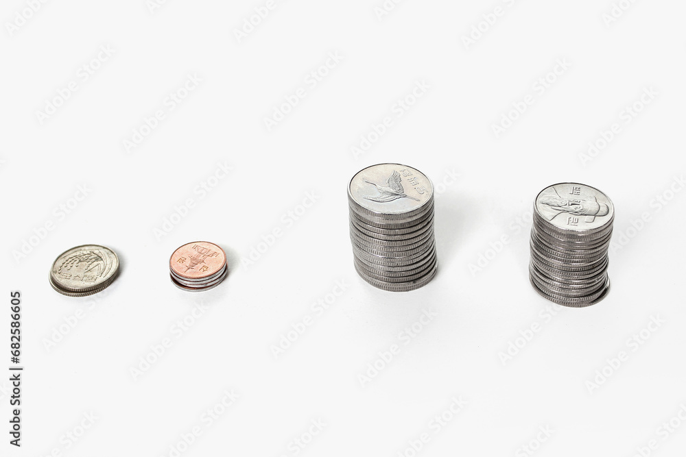 won Korean coins on white background won Korean coins on white background