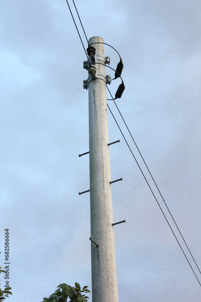 electric pole with evening sky background electric pole with evening sky background