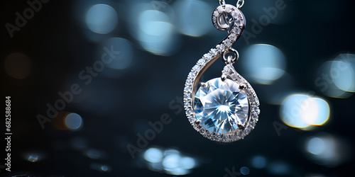 Beautiful Diamond Pendant Necklace Detailed High Quality