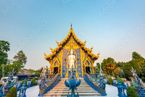 Wat Rong Suea Ten, also known as the Blue Temple,exterior view,Chiang Rai,Northern Thailand,Southeast Asia. photo