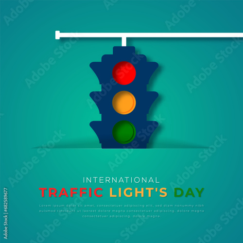 International Traffic Light's Day Paper cut style Vector Design Illustration for Background, Poster, Banner, Advertising, Greeting Card