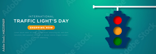 International Traffic Light's Day Paper cut style Vector Design Illustration for Background, Poster, Banner, Advertising, Greeting Card