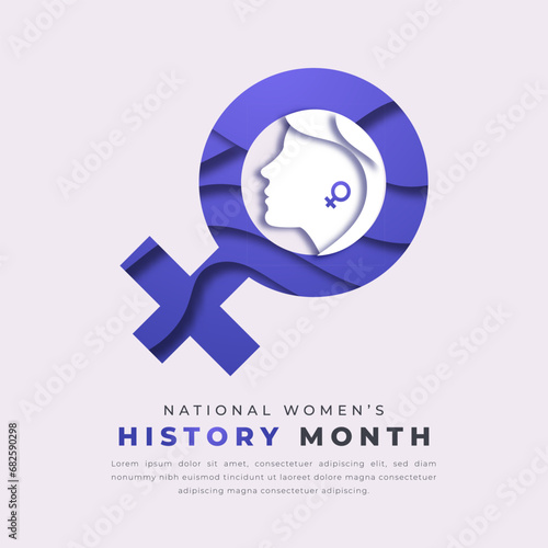 National Women’s History Month March Paper cut style Vector Design Illustration for Background, Poster, Banner, Advertising, Greeting Card