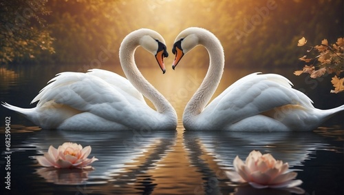 An Epitome of Love: Two Swans Entwined in a Heartfelt Embrace