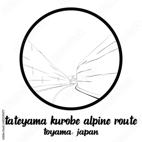 Circle Icon line Tateyama Kurobe Alpine Route. vector illustration
 photo