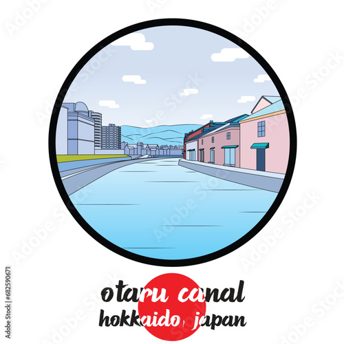 Circle Icon line Otaru Canal. vector illustration
 photo