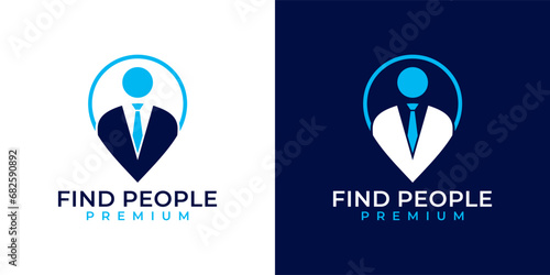 Free Download Job Location Work Person Employee For Business Worker Recruitment Vector Logo Design Illustration. People Businessman Inside Location Map Logo Design. - GFXLoad