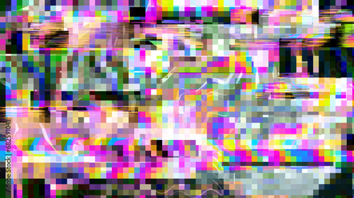 Abstract lo-fi glitched background with flickering pixel noise. 