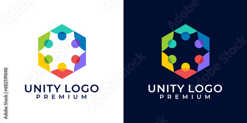 Community unity icon logo design template. Abstract human social teamwork vector logo illustration. Logo template of people, diversity, business, connection, together, discuss, network, meeting.
