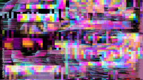 Abstract lo-fi glitched background with flickering pixel noise. 