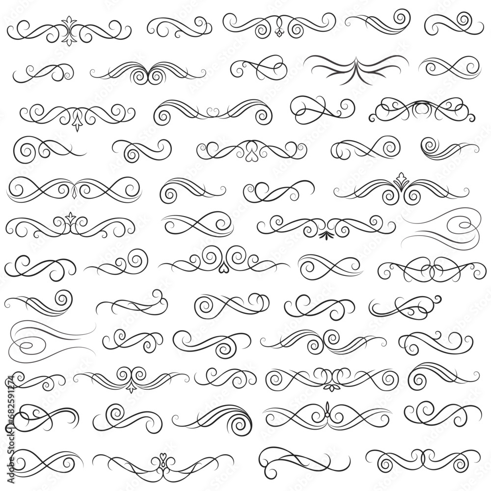 Vector graphic elements for design vector elements. Swirl elements decorative illustration. Classic calligraphy swirls, greeting cards, wedding invitations, royal certificates and graphic design.