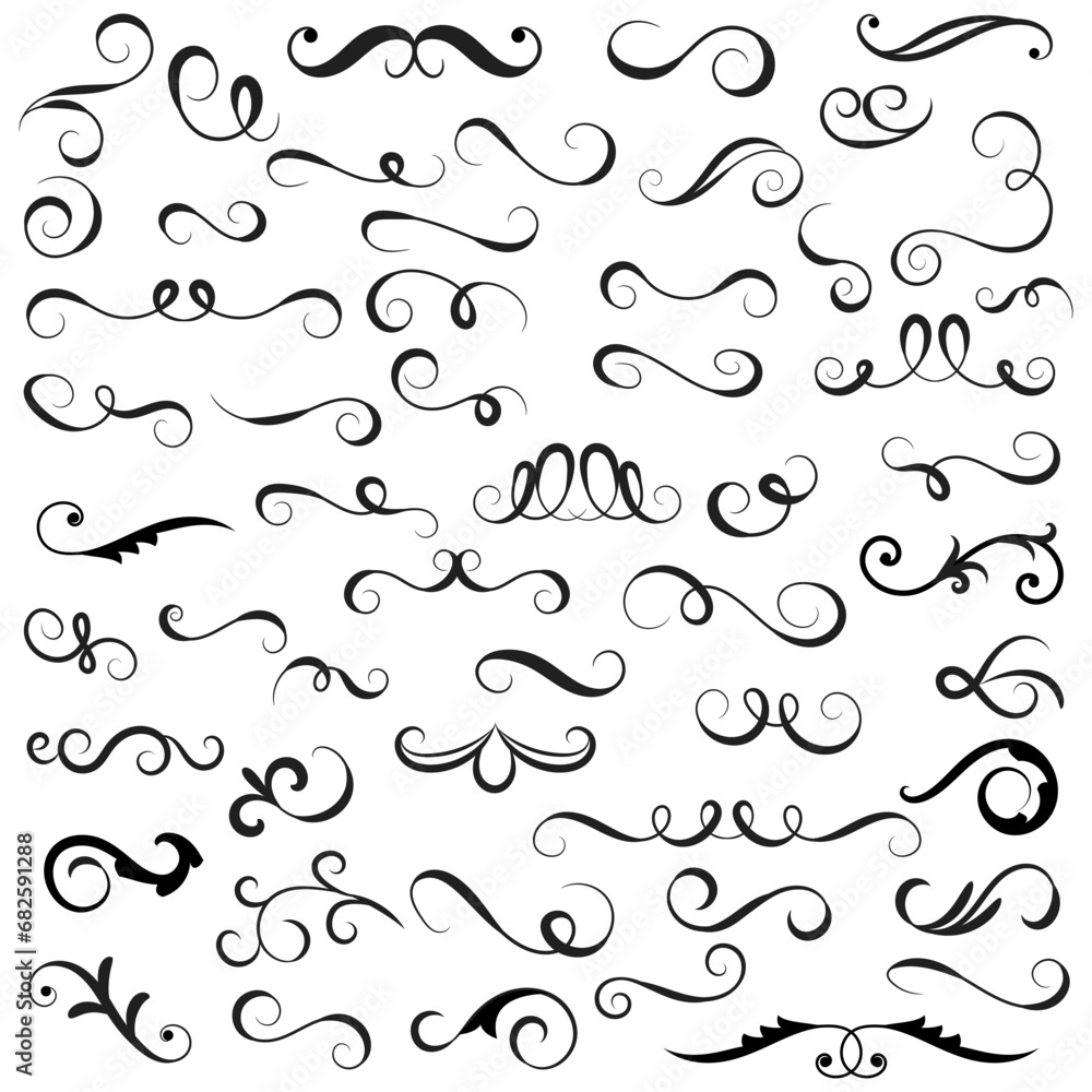 Fototapeta premium Vector graphic elements for design vector elements. Swirl elements decorative illustration. Classic calligraphy swirls, greeting cards, wedding invitations, royal certificates and graphic design.